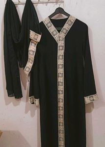 dubai Black Abaya with Lace Trim