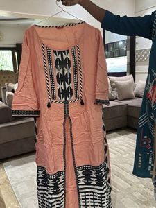 Stylish Peach Kurta with Geometric Print