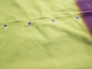 Elegant Lime Green &amp; Purple Saree