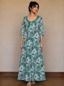 Boho Floral Print Maxi Kurta