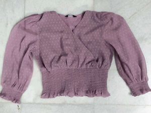 Chic Lilac Smocked Wrap Top