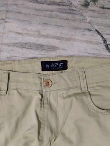 A-Line Beige Casual Trousers