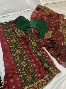 Embroidered Lehenga Choli Set 3 piece. adjustable.