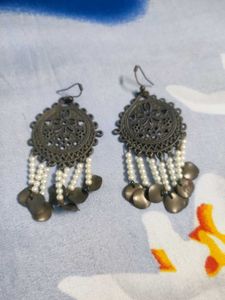 Oxidized Silver Dangle Earrings