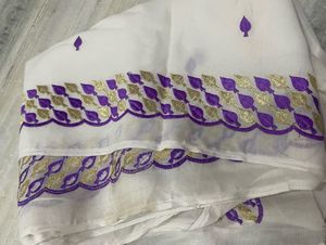 White/Purple Dupatta