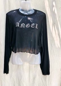 56209. Sheer "Angel" Crop Top