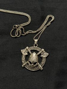 Viking Helmet &amp; Axe Pendant Necklace