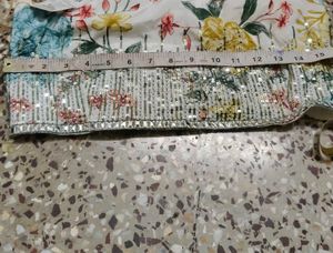 Zudio Floral Smocked Crop Top with Sequins