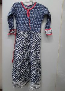 Chic Navy Blue Printed Kurta