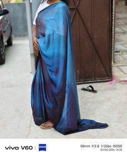 Stunning Blue Ombre Silk Saree