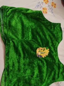 🦚 Green Velvet Koti/Waistcoat Peacock patches
