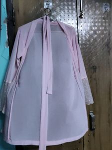 Pink Lace Trim Robe