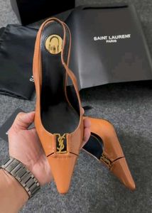 YSL Saint Laurent Tan Leather Heels