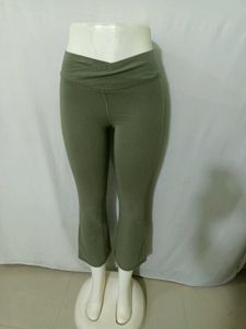 High-Waisted Olive Green Cropped Yoga Pant