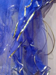 Royal Blue Net Dupatta with Silver Border