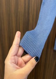 Light Blue Ribbed Turtleneck Sweater