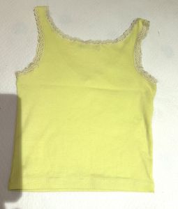 Lime Green Lace Trim Tank Top