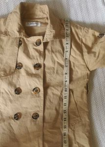 Tan Trench Coat with Plaid Accents