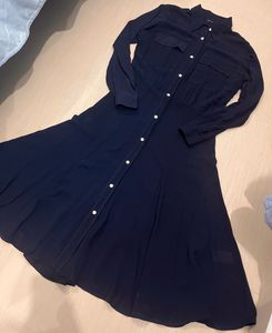 Classic Navy Button-Up Shirt Dress