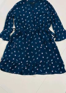 fit and flare blue dress