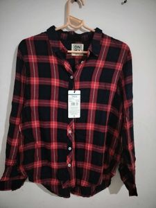 Red & Black Plaid Button-Up Shirt