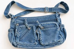 Denim Crossbody Bag with Multiple Pockets
