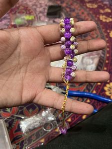 Purple Beaded Bracelet with chain
