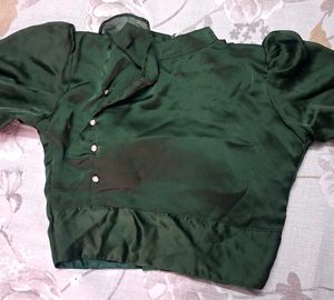 Elegant Emerald Green Silk Blouse
