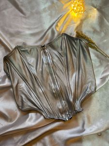 Metallic Silver Corset Top