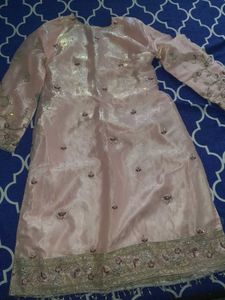Embellished Pink dress with shalwar and dupatta