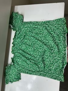 Green Floral Off-Shoulder Top