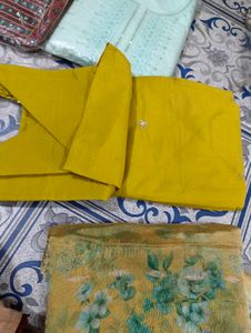 Yellow Embroidered Kurta Set with Floral Dupatta