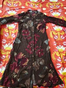 Brown Floral Print Kurta