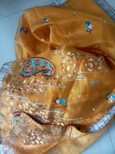 Beautiful Yellow Embroidered Saree