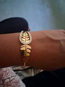 Gold Leaf &amp; Crystal Bangle