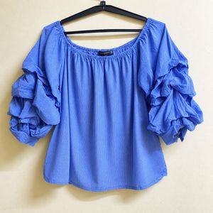 Chic Blue Off-Shoulder Top