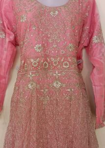 Elegant Pink Embroidered Gown