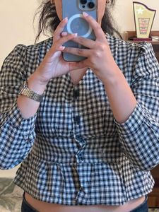 Chic Plaid Peplum Top
