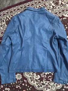 Vintage Blue Leather Jacket
