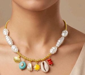 Bohemian Shell and Pearl Necklace