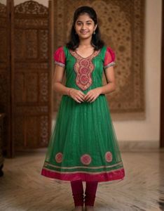 Green Embroidered Anarkali Kurta