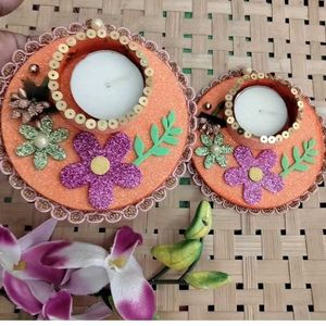 Handmade Glitter Tealight Holders Set of 2