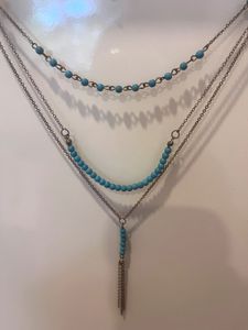 Layered Turquoise Bead Necklace with Tassel