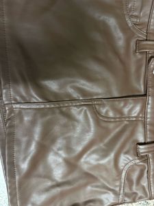 Brown Faux Leather Mini Skirt