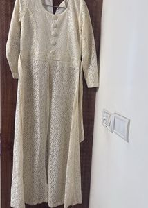 Elegant Cream Lace Kurta Set