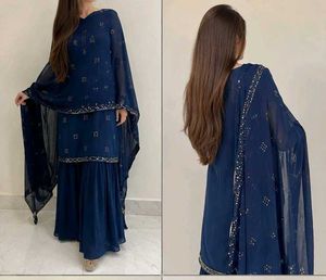 handloom Navy Blue Sharara Set