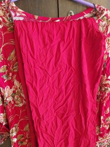 Pink Floral long Kurta with pant