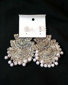 🌈Multicolor Afghani Earrings With White Beads🤍