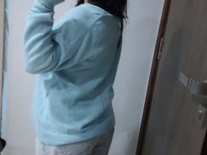 Blue V-Neck Knit Sweater