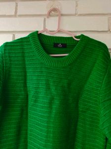 Imported Vibrant Green Textured Knit Sweater
